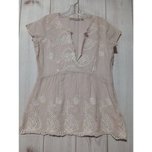 NY‎ Collection Shirt Ladies Medium Pink Embroidered